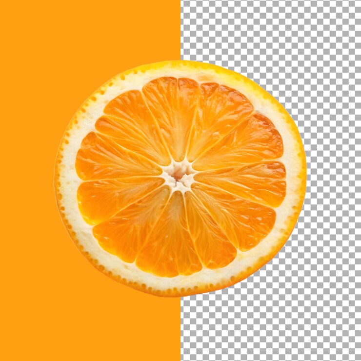 Una rebanada de naranja jugosa