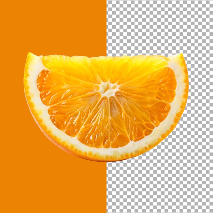 Una rebanada de naranja jugosa