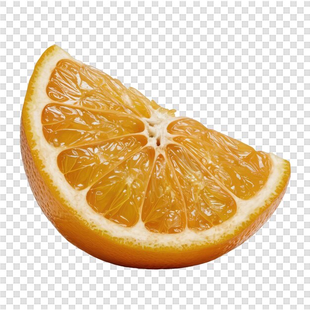 Una rebanada de naranja se muestra en un fondo transparente