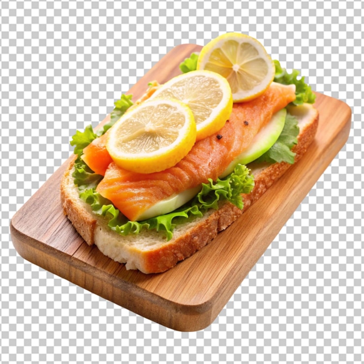 PSD una rebanada de pan con aguacate y salmón.