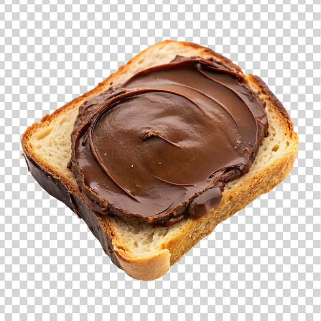 PSD rebanada de pan con avellana de chocolate aislada sobre un fondo transparente