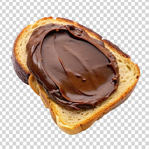 PSD rebanada de pan con avellana de chocolate aislada sobre un fondo transparente