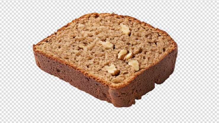 PSD una rebanada de pan de plátano recién horneado servida en una mesa de madera rústica perfecta para mostrar deliciosos productos horneados o recetas de desayuno en blogs de comida o libros de cocina