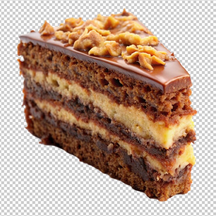 PSD rebanada de pastel de chocolate alemán aislada sobre un fondo transparente