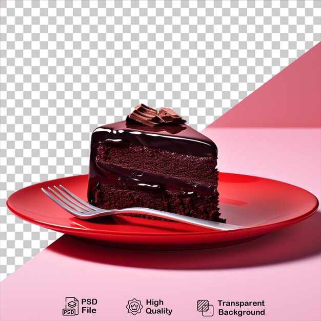 Una rebanada de pastel de chocolate en un plato aislado sobre un fondo transparente incluye un archivo png