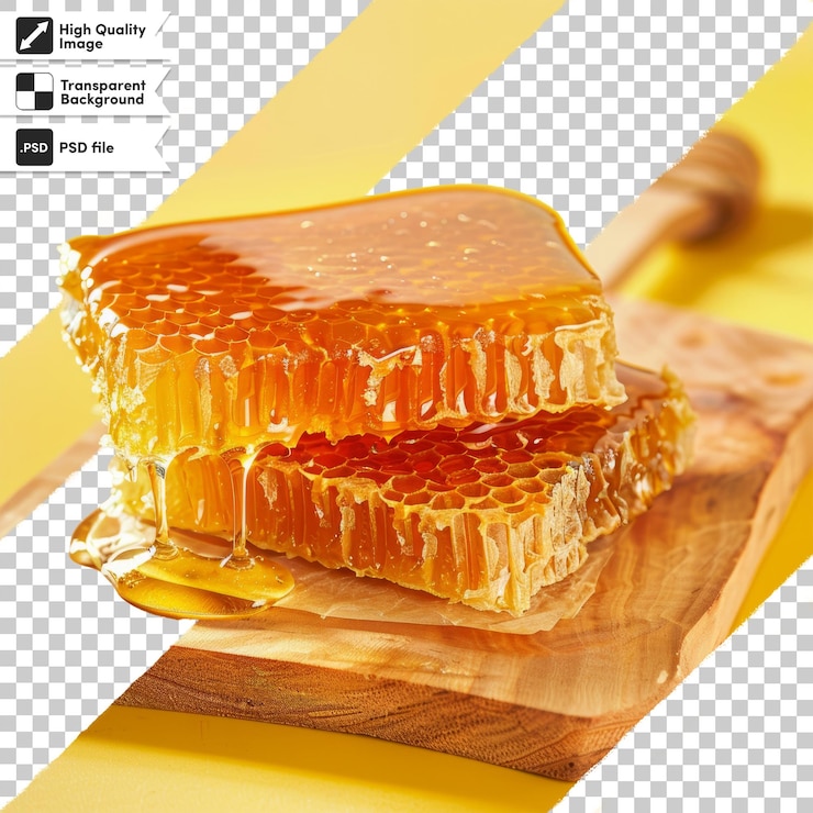 PSD una rebanada de pastel de queso de miel con una imagen de una rebaja de mantequilla