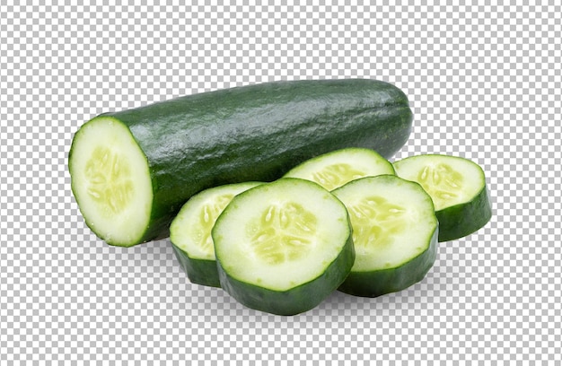 Rebanada de pepino aislada en la capa alfa