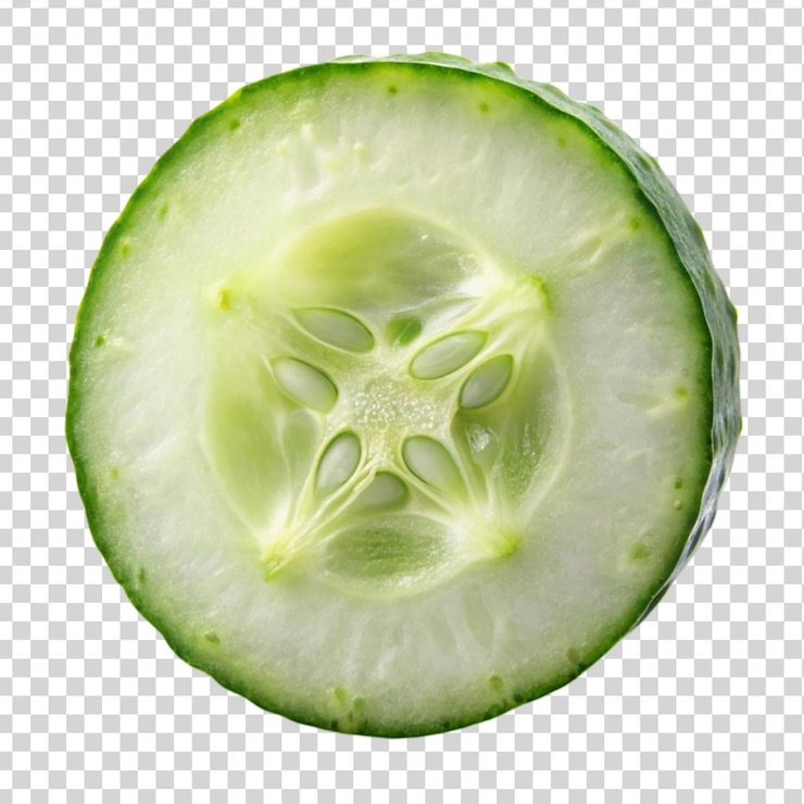 PSD rebanada de pepino fresco aislada sobre un fondo transparente