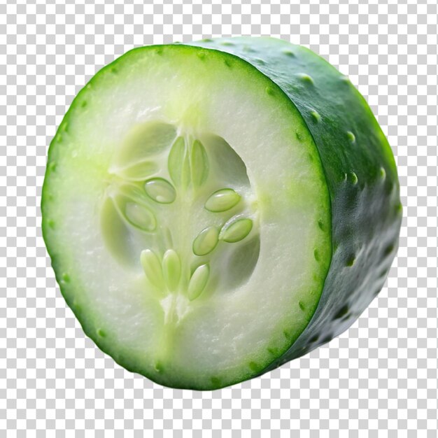 Rebanada de pepino fresco aislada sobre un fondo transparente