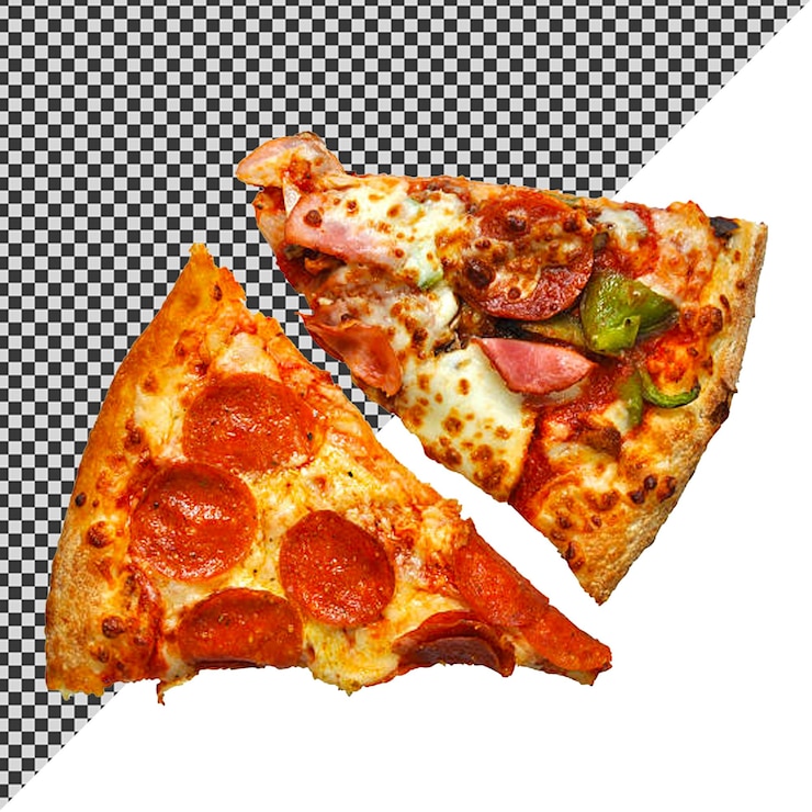 PSD una rebanada de pizza con pepperoni y pepperoni en ella