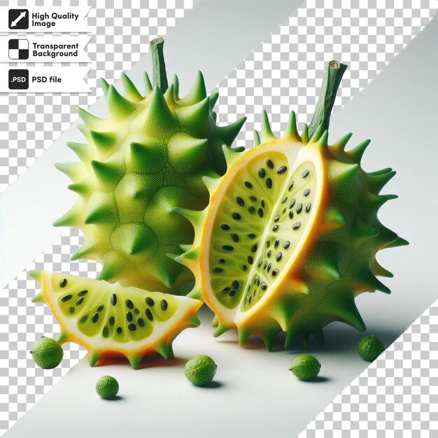 PSD rebanada psd de fruta de kiwano en un fondo transparente con una capa de máscara editable