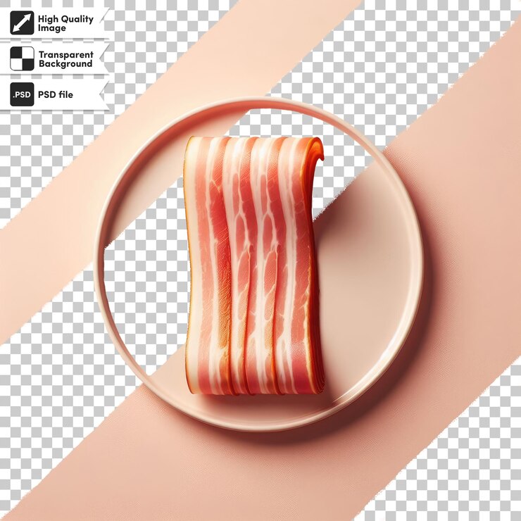 PSD rebanada de tocino en un fondo transparente