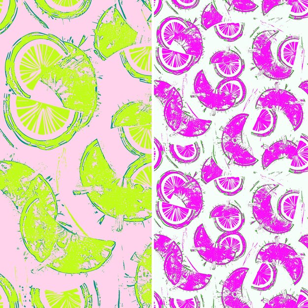 Rebanadas de limón en rosa y verde