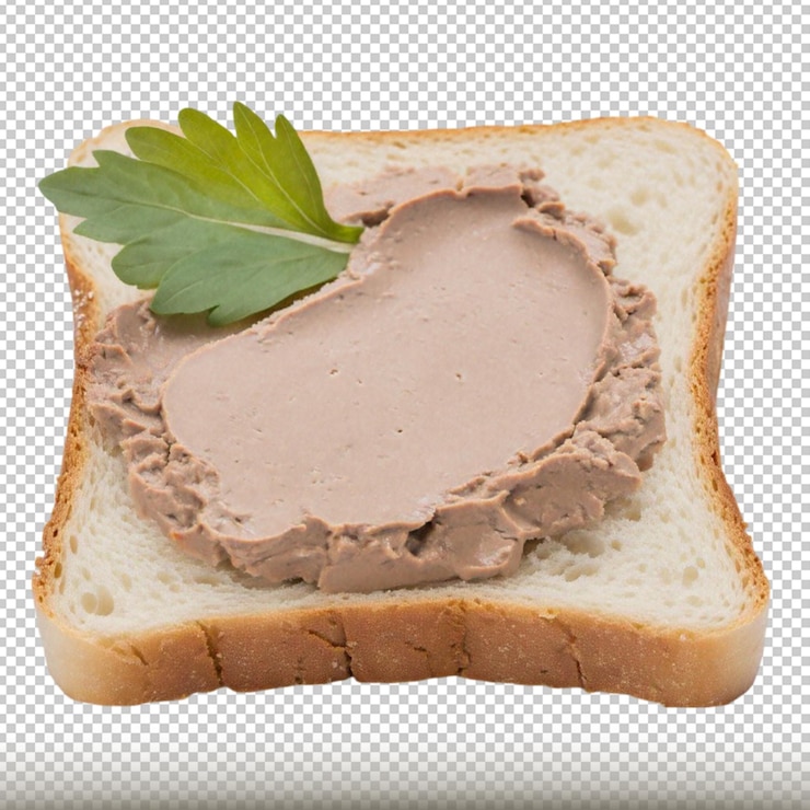 PSD rebanadas de pan con delicioso pate servidas aisladas sobre un fondo transparente