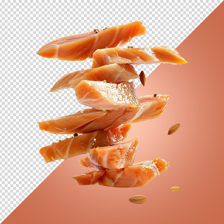 PSD rebanadas de pecho de pollo ahumado aisladas sobre un fondo transparente png