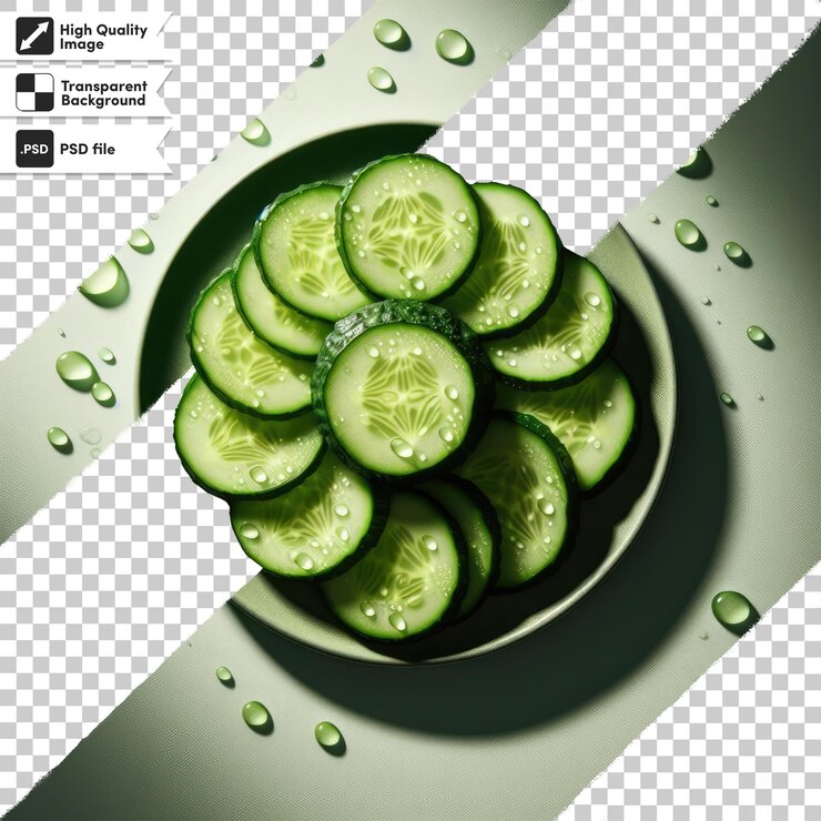 PSD rebanadas de pepino psd en un plato sobre un fondo transparente