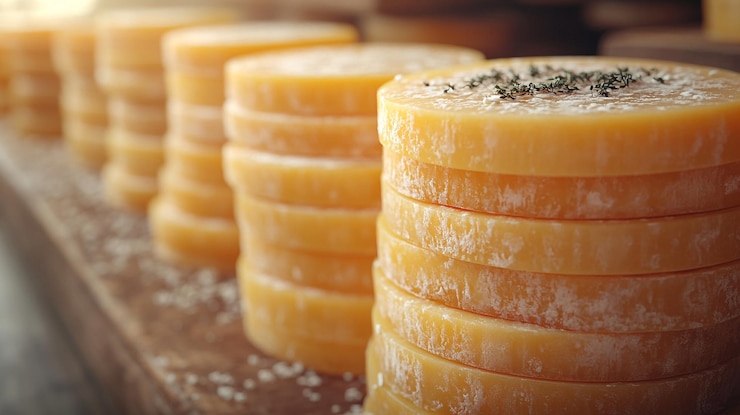 PSD rebanadas de queso apiladas que muestran una variedad de texturas ricas en detalles de 8k
