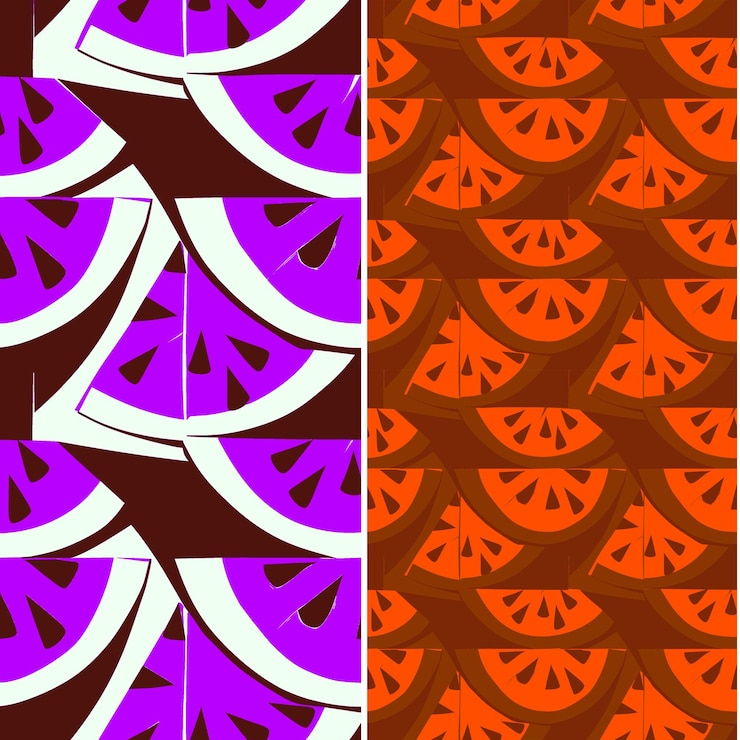 PSD rebanadas de sandía con formas triangulares y diseño plano con diseños de patrones vectoriales de ilustración