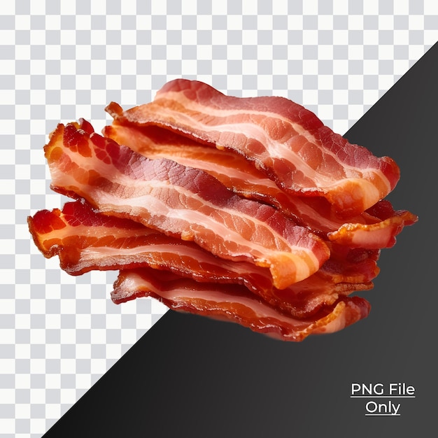 Rebanadas de tocino cocido iluminación suave suave solo png premium psd