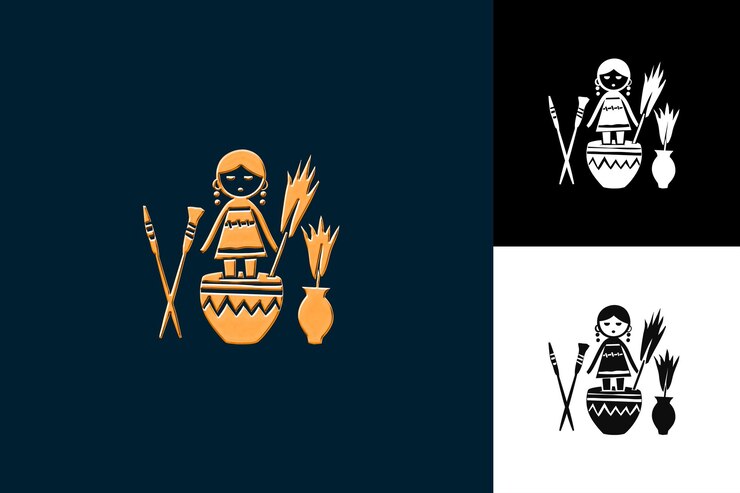PSD rebelión de san luis potos con un logotipo de artesanía que representa los diseños de los símbolos de la cultura mexicana