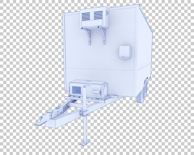 PSD reboque refrigerado na ilustração de renderização 3d de fundo transparente