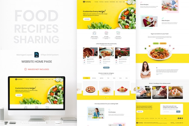 receitas de alimentos que compartilham o modelo de página inicial do site