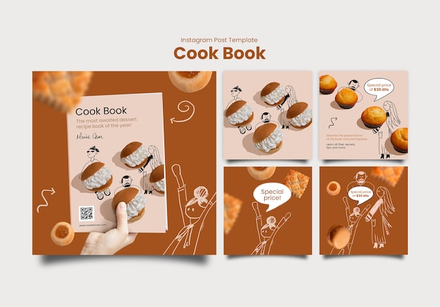 Receitas de livros de culinária postagens no Instagram