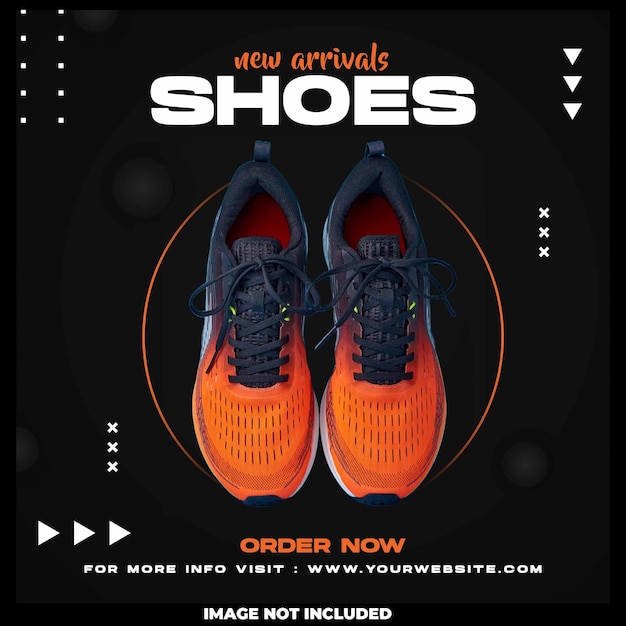 recém-chegados sapatos design de modelo de postagem em mídia social