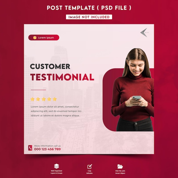 Recensione cliente modello psd post instagram premium