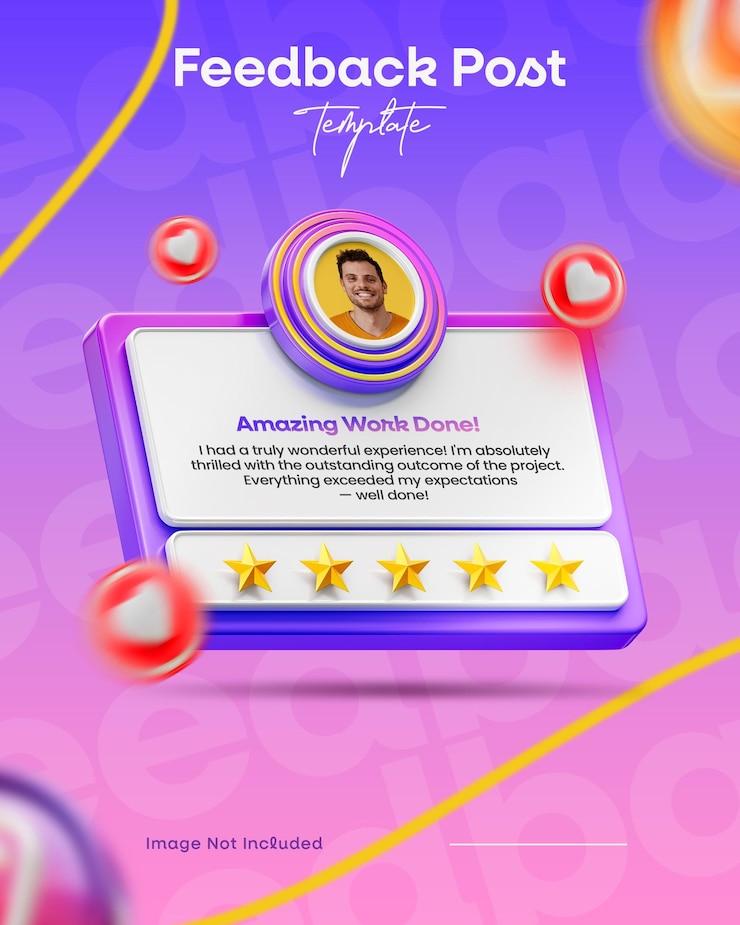 PSD recensione dei feedback e valutazione delle stelle per il modello di progettazione dei post sui social media