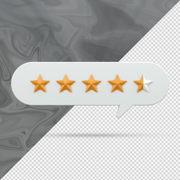 Recensione del tasso di 45 stelle d'oro esperienza del cliente servizio di qualità feedback eccellente concetto rendering 3d