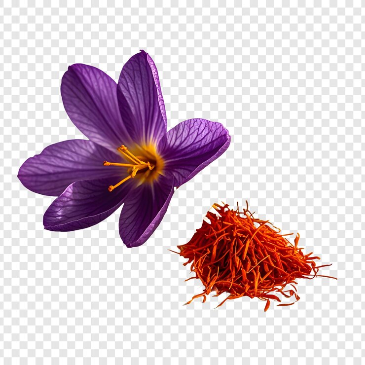 PSD recetas de azafrán y fondo transparente de flores