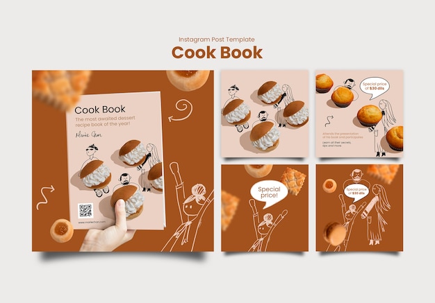 PSD recetas de libros de cocina en instagram
