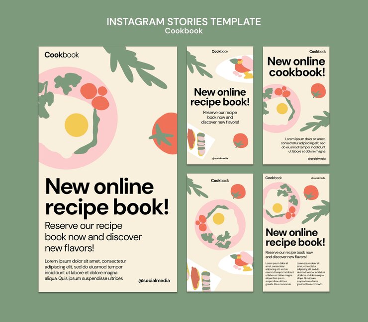 PSD des recettes de livres de cuisine, des histoires instagram