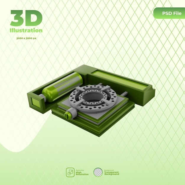 PSD réchaud de camping de rendu 3d