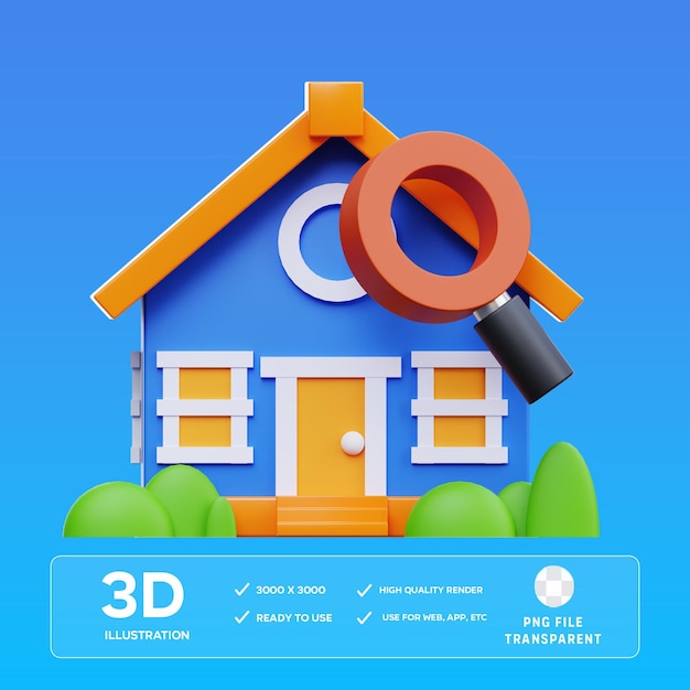 Recherche PSD à la maison Illustration 3D