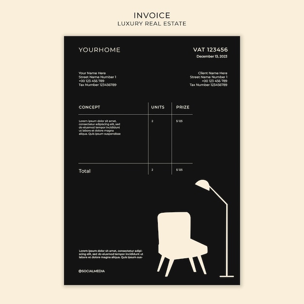 Rechnungsvorlage für luxusimmobilien