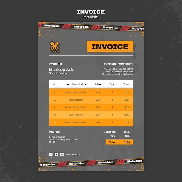 PSD rechnungsvorlage motorradabenteuer
