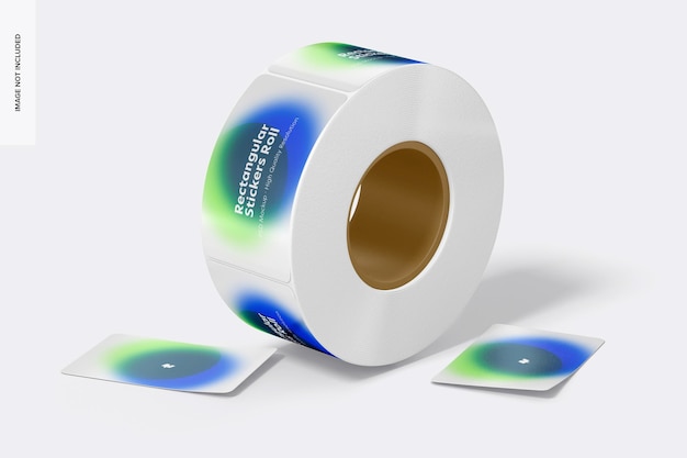 Rechteckige Aufkleber Roll Mockup