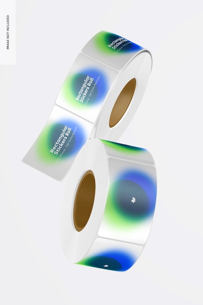 Rechteckige Aufkleber Rolls Mockup, Floating