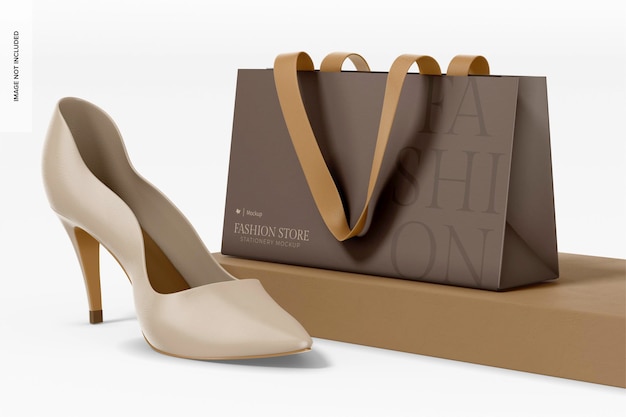 Rechteckige Fashion Bag Mockup Seitenansicht
