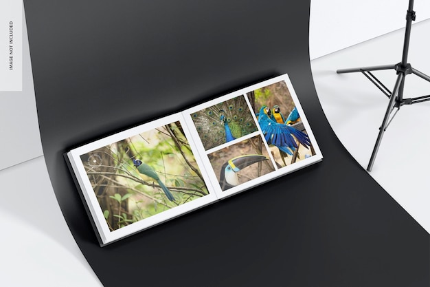 Rechteckige Fotoalbum-Mockup-Perspektive