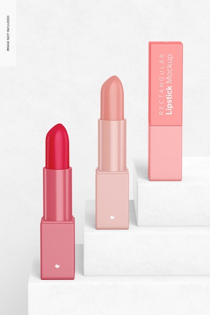 PSD rechteckige lippenstifte mockup