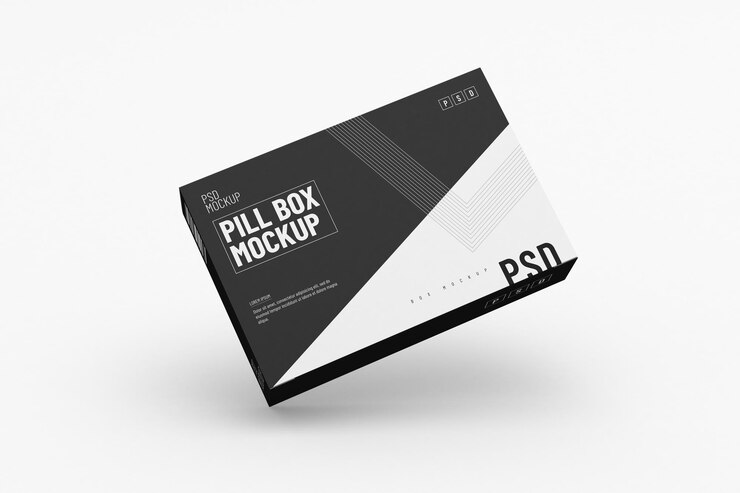 Rechteckige Pillenblisterverpackungsvorlage für Produktdesign-Mockup auf sauberem Hintergrund