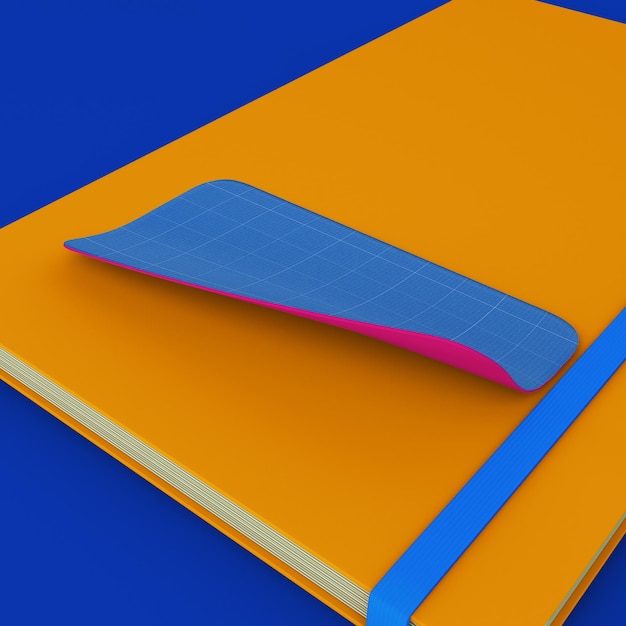 Rechteckiger Aufkleber auf Notebook-PSD-Modell mit anpassbarem Design