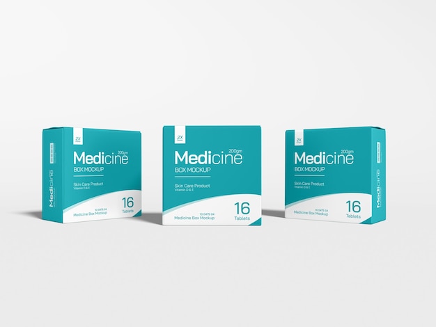 Rechteckiges medizinbox-branding-mockup aus papier