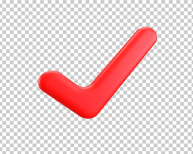 Rechtes Genehmigungszeichen rotes Symbol 3d