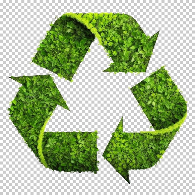 Reciclar o símbolo do ícone na natureza das plantas isoladas no fundo transparente