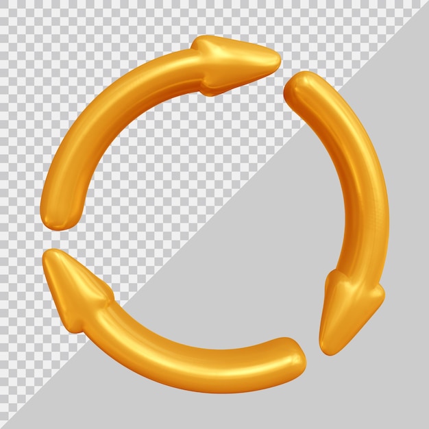 PSD recicle o símbolo do ícone ou setas circulares em renderização 3d