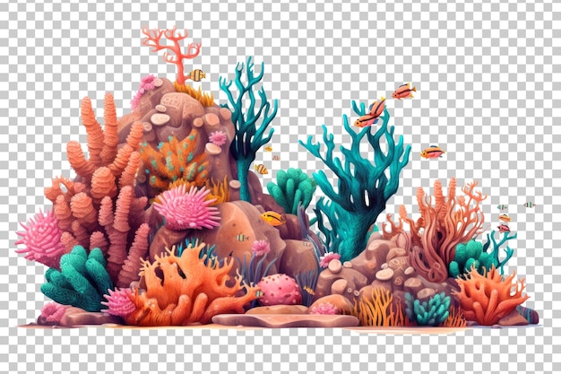 PSD recife de corais isolado em fundo transparente